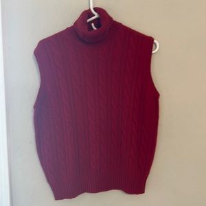 NWT cashmere red cable knit turtle neck sleeveless sweater.